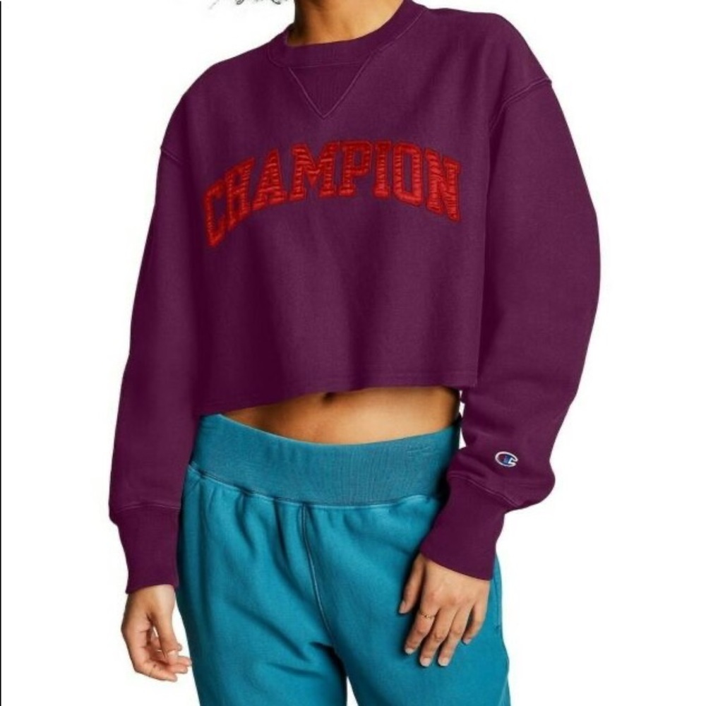 Champion Reverse Weave Purple Crop Sweater